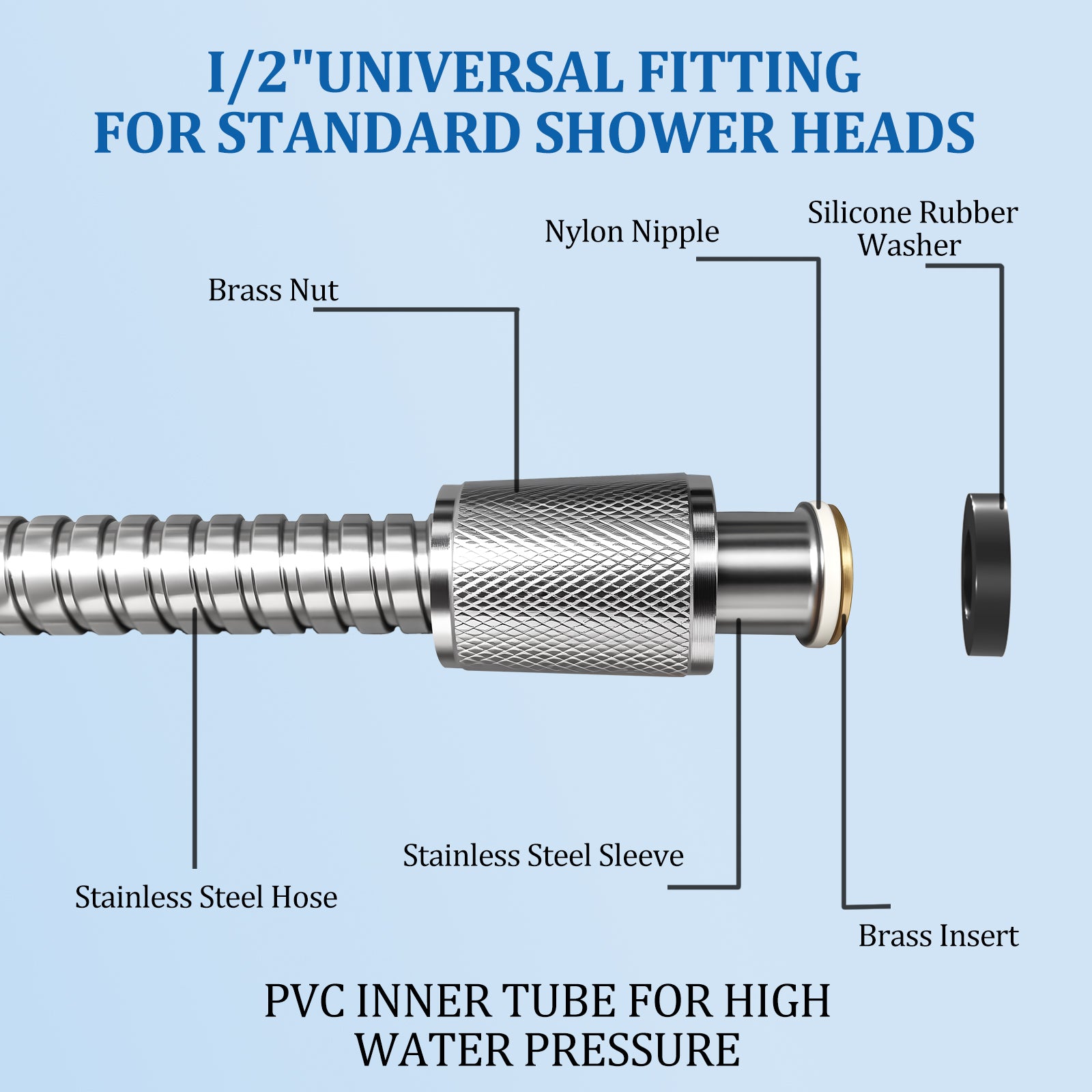 FEELSO 71 inch Shower Hose for Handheld Shower Head